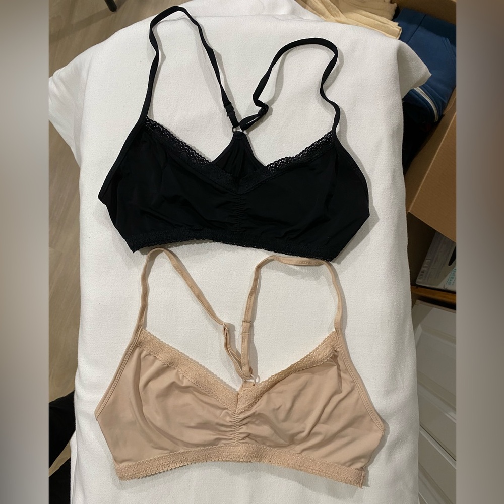 Blush Black and Cream Lace Bralette Duo